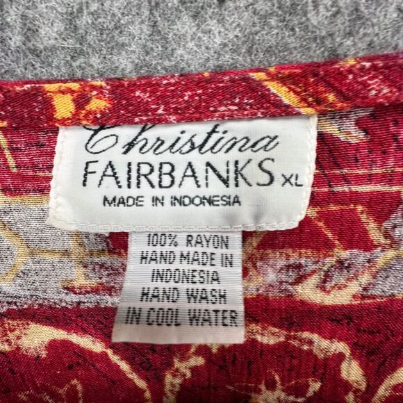 Vintage Christina Fairbanks Shirt Jacket Women XL Red Multi Abstract Boho Retro - Picture 8 of 9